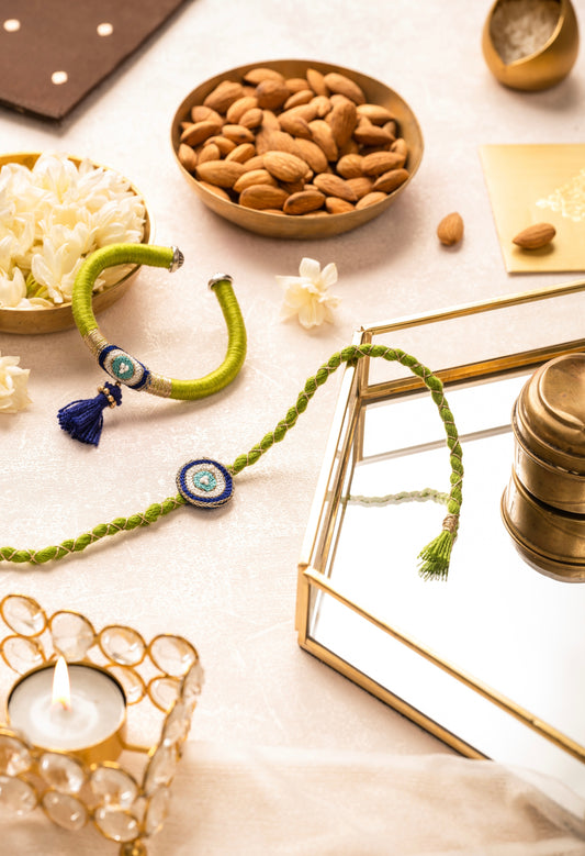 GREEN EVIL EYE COUPLE RAKHI